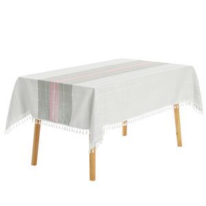 1 Pack Square Rustic Tablecloth, 55x55inch Pink Grey